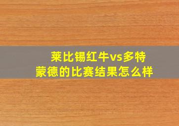 莱比锡红牛vs多特蒙德的比赛结果怎么样