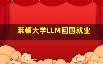 莱顿大学LLM回国就业