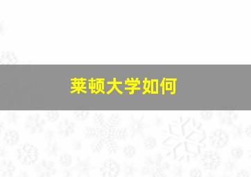 莱顿大学如何