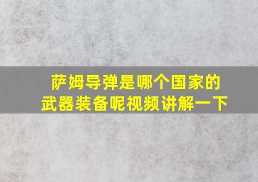 萨姆导弹是哪个国家的武器装备呢视频讲解一下