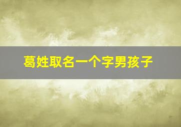 葛姓取名一个字男孩子