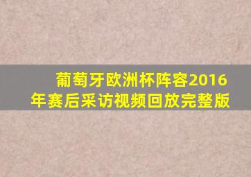 葡萄牙欧洲杯阵容2016年赛后采访视频回放完整版