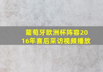 葡萄牙欧洲杯阵容2016年赛后采访视频播放