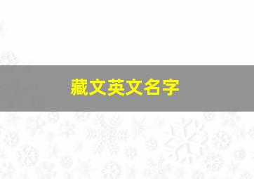 藏文英文名字