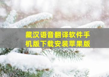 藏汉语音翻译软件手机版下载安装苹果版