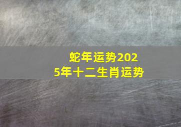 蛇年运势2025年十二生肖运势