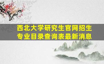 西北大学研究生官网招生专业目录查询表最新消息