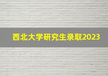 西北大学研究生录取2023