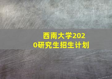 西南大学2020研究生招生计划