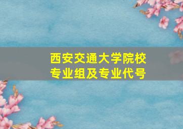 西安交通大学院校专业组及专业代号