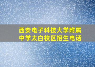 西安电子科技大学附属中学太白校区招生电话