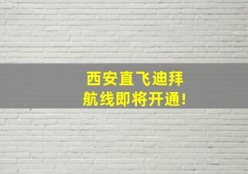 西安直飞迪拜航线即将开通!