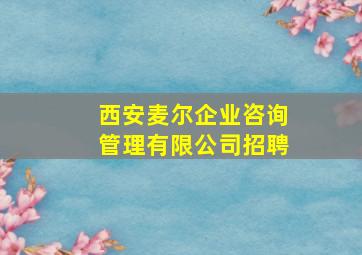 西安麦尔企业咨询管理有限公司招聘