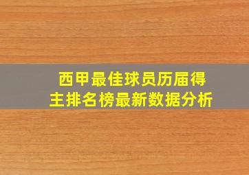 西甲最佳球员历届得主排名榜最新数据分析