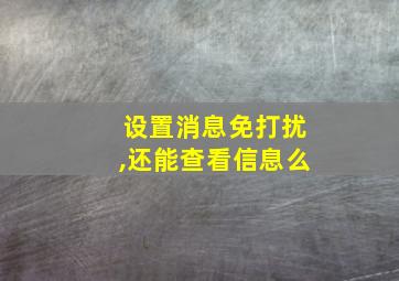 设置消息免打扰,还能查看信息么