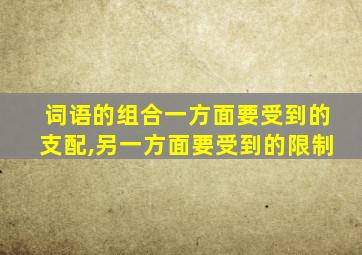 词语的组合一方面要受到的支配,另一方面要受到的限制