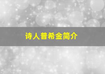 诗人普希金简介