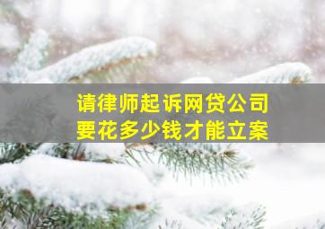 请律师起诉网贷公司要花多少钱才能立案