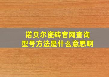 诺贝尔瓷砖官网查询型号方法是什么意思啊