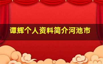 谭辉个人资料简介河池市