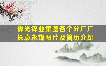 豫光锌业集团各个分厂厂长袁永锋图片及简历介绍