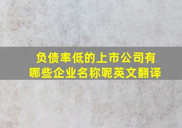 负债率低的上市公司有哪些企业名称呢英文翻译