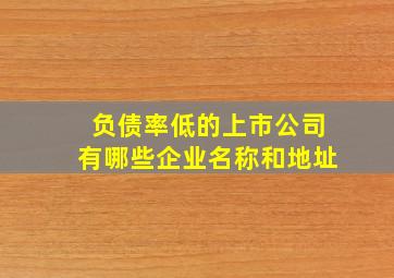 负债率低的上市公司有哪些企业名称和地址