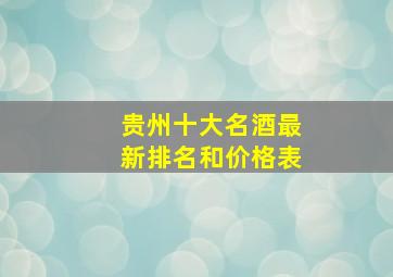 贵州十大名酒最新排名和价格表