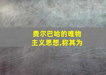 费尔巴哈的唯物主义思想,称其为