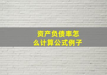 资产负债率怎么计算公式例子