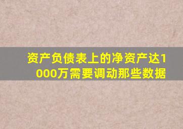 资产负债表上的净资产达1000万需要调动那些数据