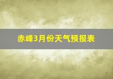 赤峰3月份天气预报表