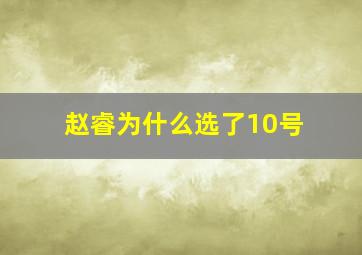 赵睿为什么选了10号