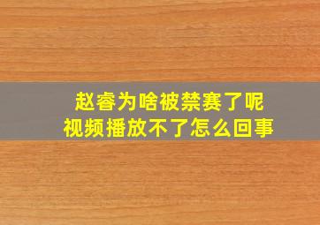 赵睿为啥被禁赛了呢视频播放不了怎么回事