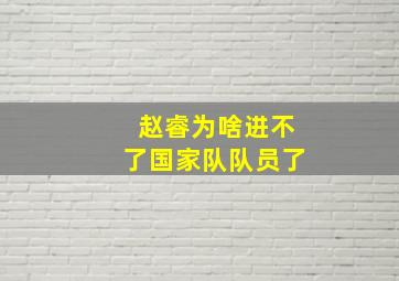 赵睿为啥进不了国家队队员了