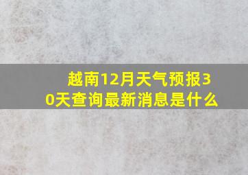 越南12月天气预报30天查询最新消息是什么