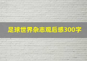 足球世界杂志观后感300字