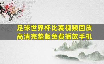 足球世界杯比赛视频回放高清完整版免费播放手机