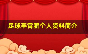 足球李霄鹏个人资料简介