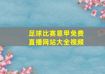 足球比赛意甲免费直播网站大全视频