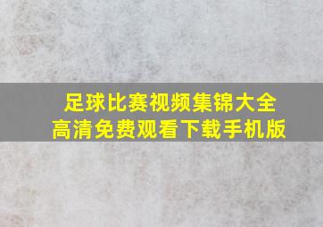 足球比赛视频集锦大全高清免费观看下载手机版