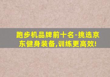 跑步机品牌前十名-挑选京东健身装备,训练更高效!