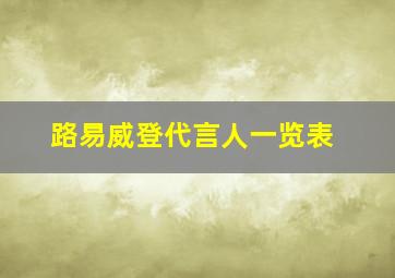 路易威登代言人一览表