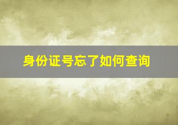 身份证号忘了如何查询