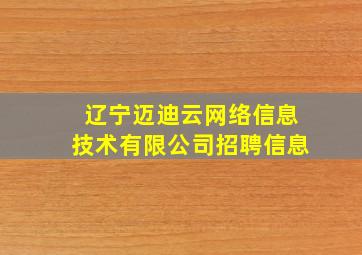 辽宁迈迪云网络信息技术有限公司招聘信息