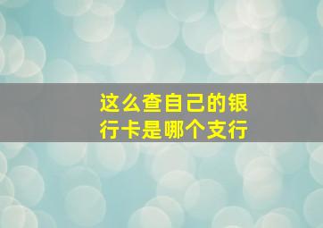 这么查自己的银行卡是哪个支行