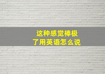 这种感觉棒极了用英语怎么说