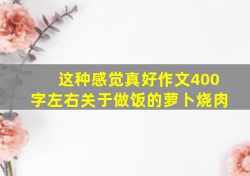 这种感觉真好作文400字左右关于做饭的萝卜烧肉