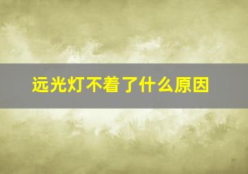 远光灯不着了什么原因