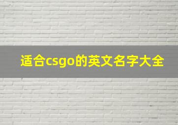 适合csgo的英文名字大全